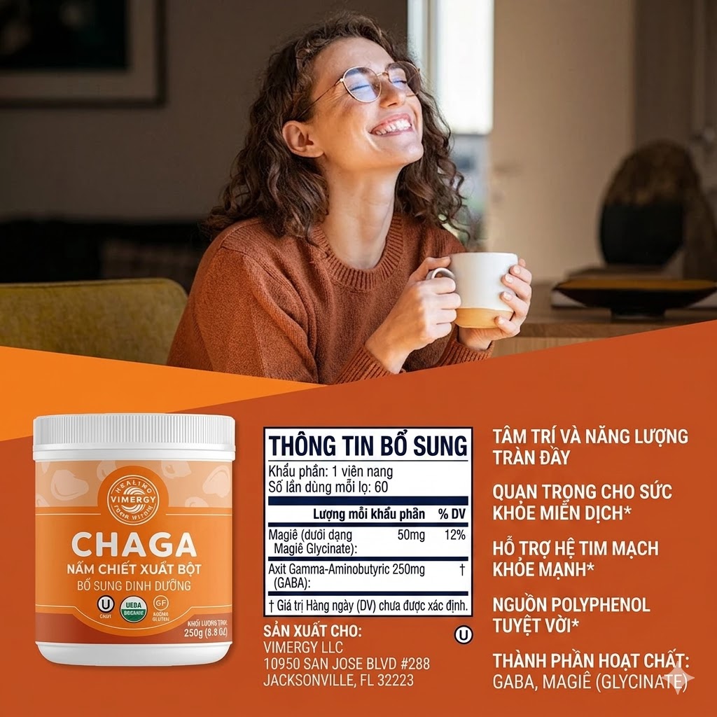Bột Nấm Chaga Hữu Cơ